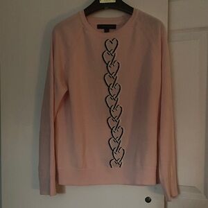 Women’s Pink Crewneck long sleeve shirt with Heart Stitch Detail